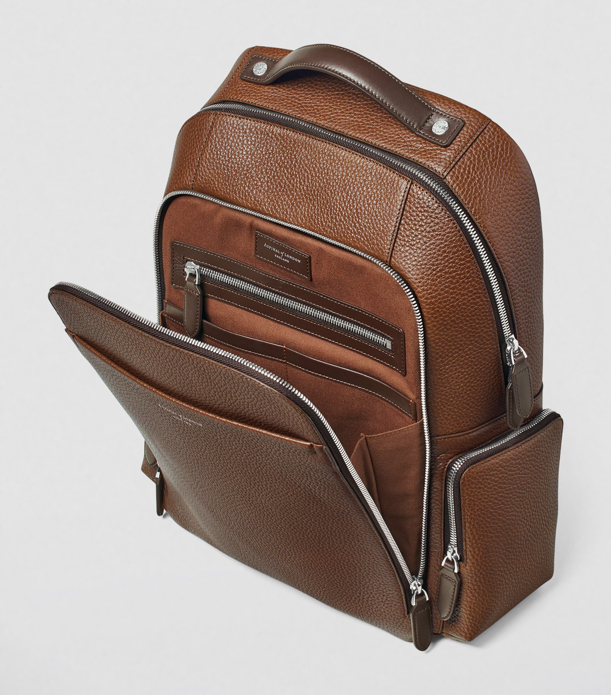 Pebble Leather Reporter Zipped Backpack