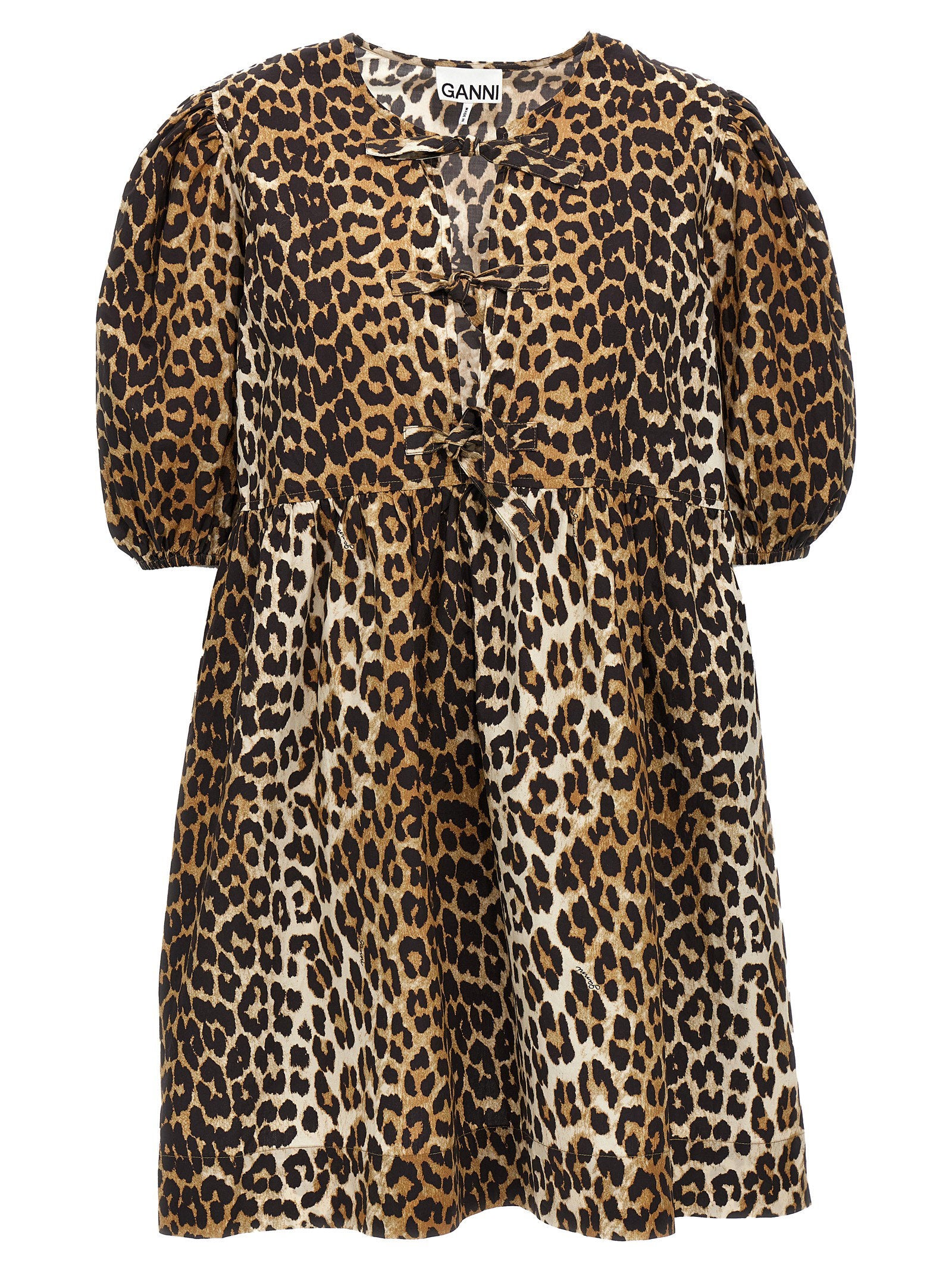 Leopard-Print Organic Cotton Dress — Brown