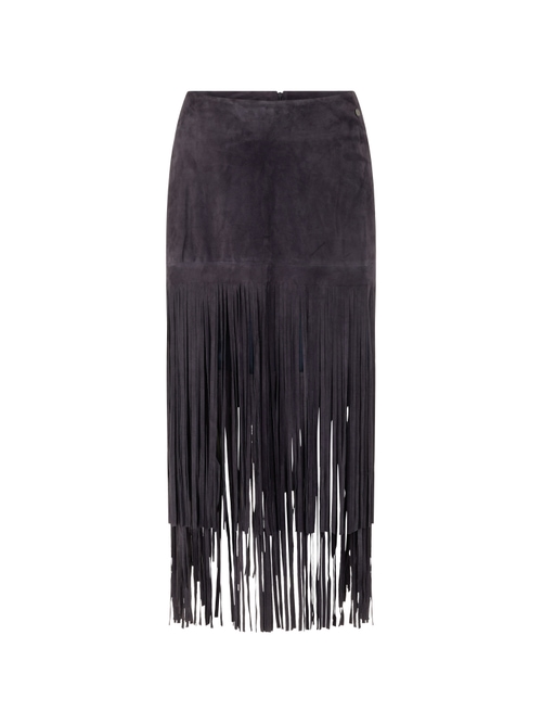 Marc Cain Midi leather skirt ‘Rethink Together’, blue, 44 N