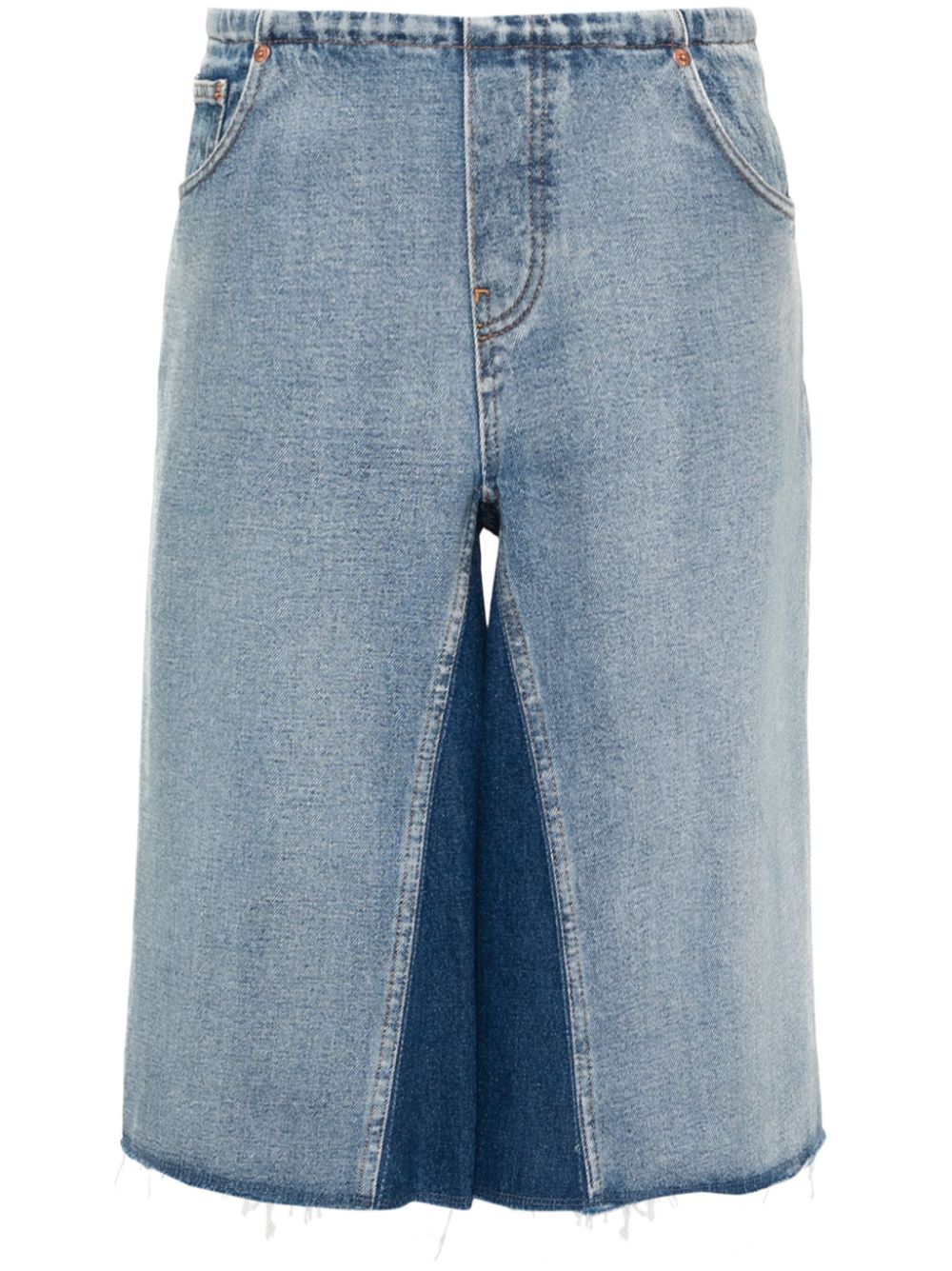 Panelled denim bermuda shorts - Blue