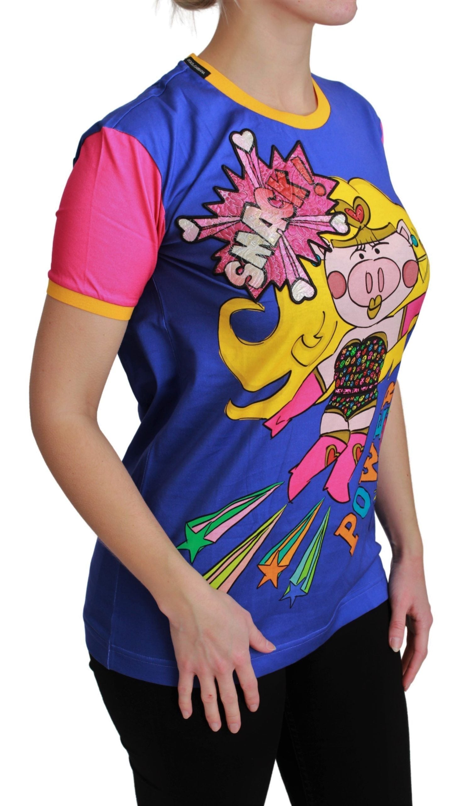 Pig Supergirl Graphic T-Shirt — Blue
