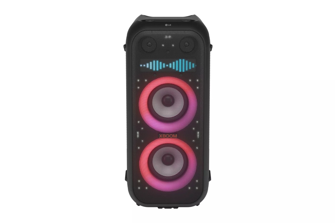 LG XL9T Bluetooth Speaker XBOOM with Dual 8" Woofers and Pixel LED Lighting plus Karaoke Creator, LED Lighting, Black