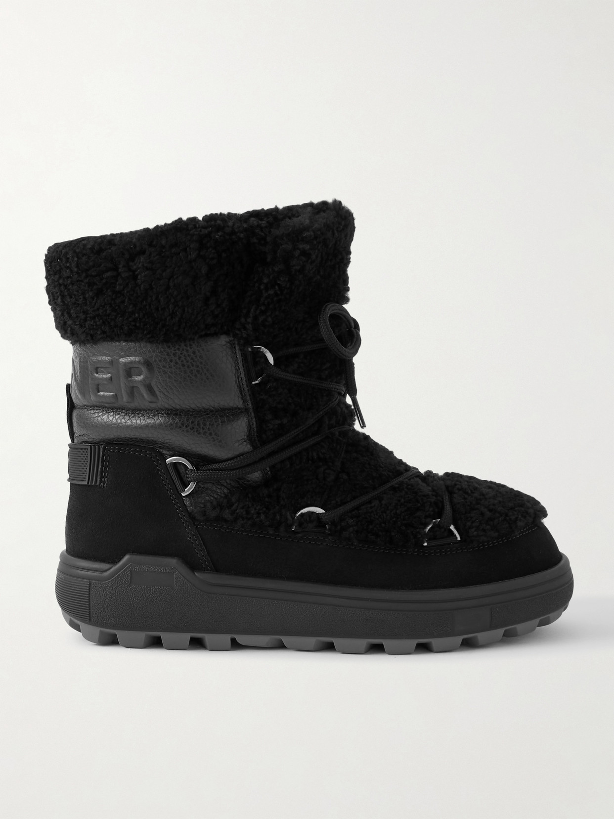 Chamonix Shearling, Textured-leather And Suede Snow Boots - Black