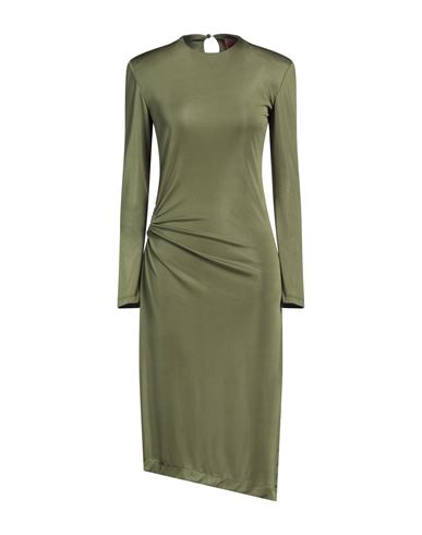 La Semaine Paris Woman Midi dress Military green Size 10 Polyester, Elastane