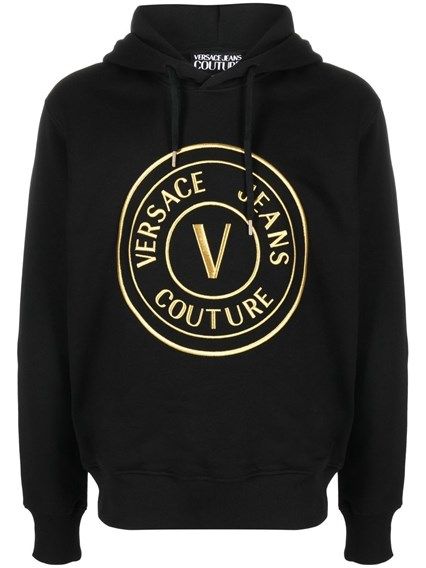 Logo-Print Cotton Hoodie — Black
