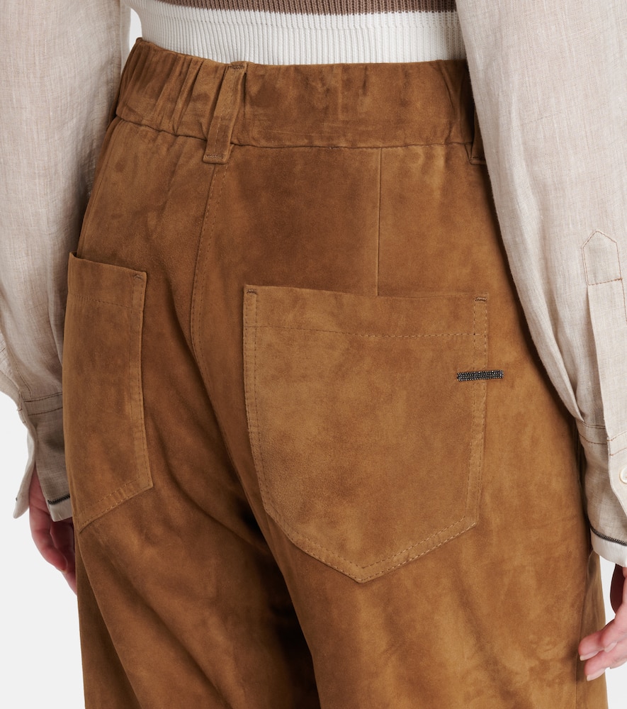 Suede straight pants
