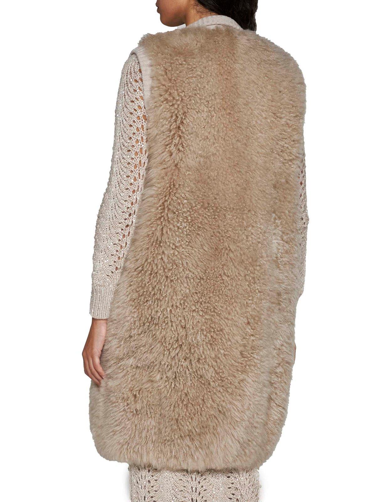 Textured sleeveless coat - Neutrals