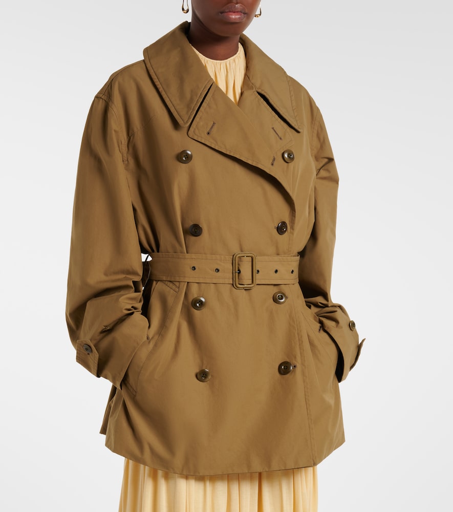 Oversized cotton cropped trench coat