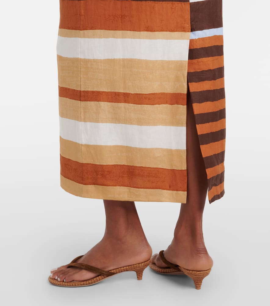 Bruna striped linen midi skirt