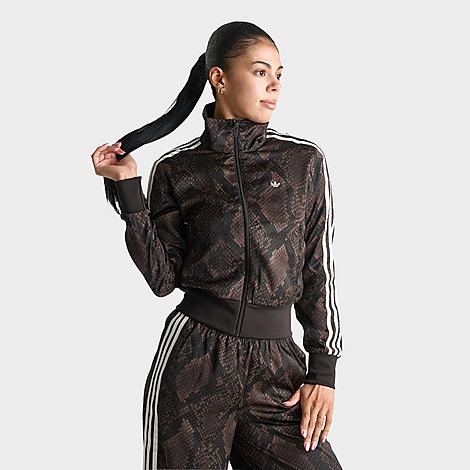 Women's Originals Satin Snake Print Firebird Track Jacket in Earth Strata/Aurora Coffee