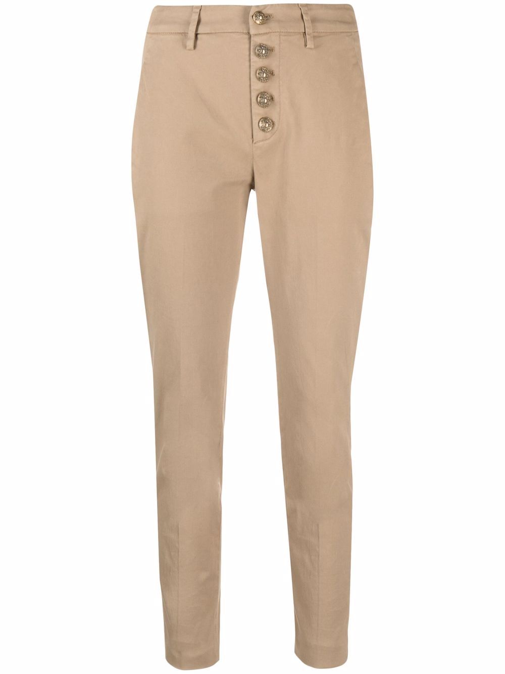 Cropped skinny-fit trousers - Neutrals