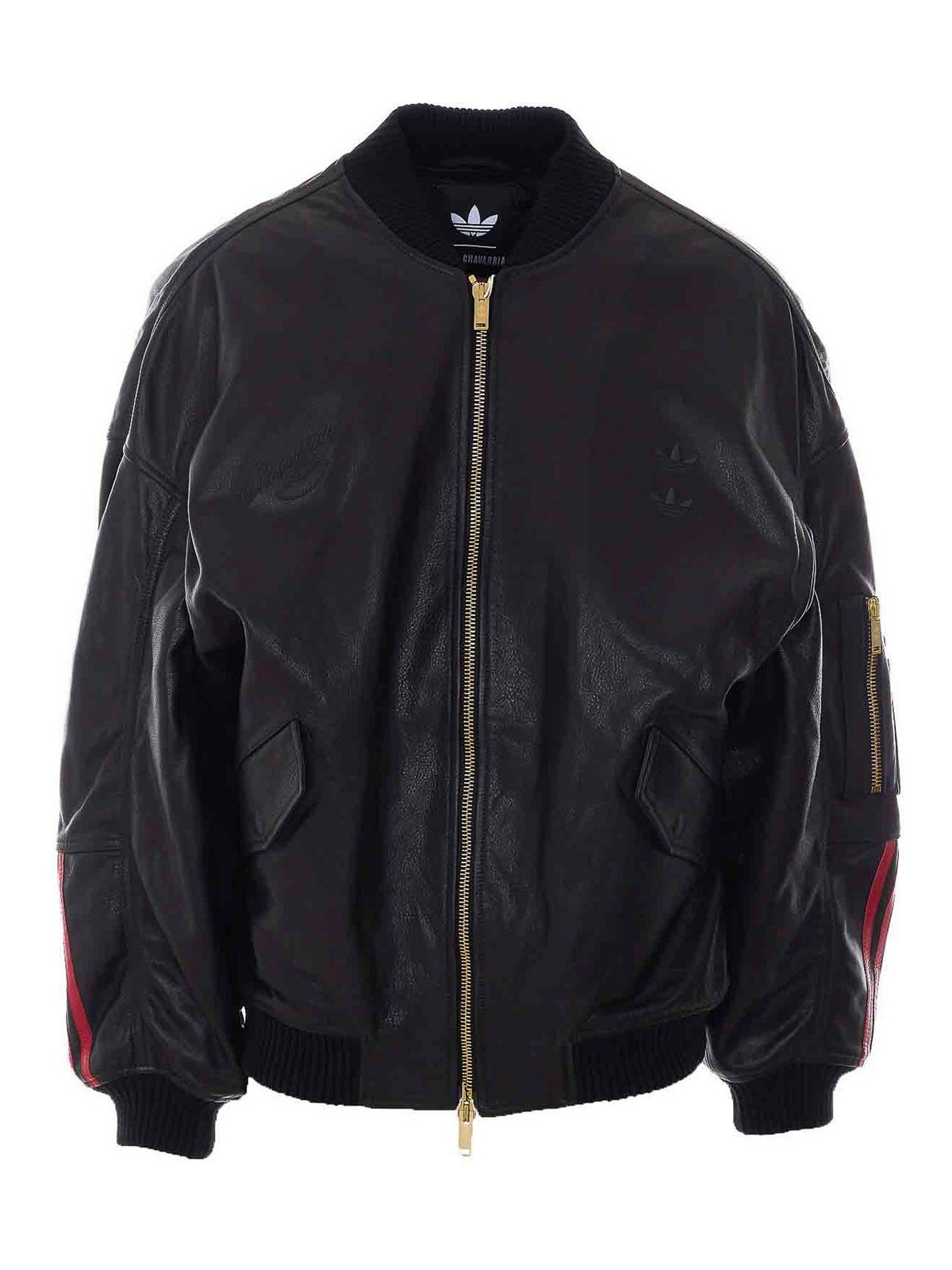 Black leather bomber