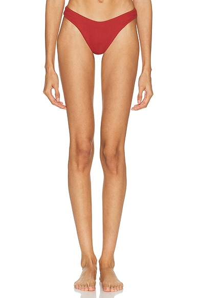 HAIGHT. Leila Ribbed Bikini Bottom in Bordeaux - Rust. M also in L