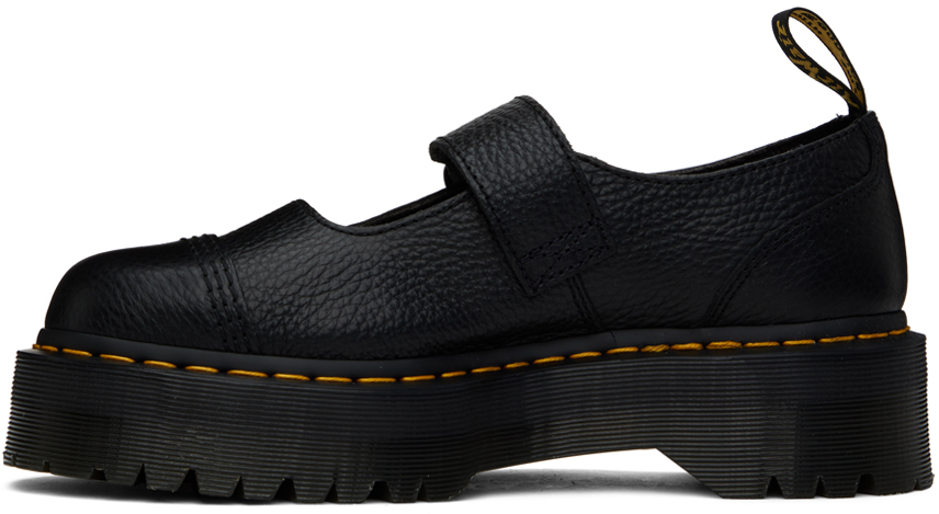 Dr. Martens Black Addina Flower Buckle Leather Platform Oxfords