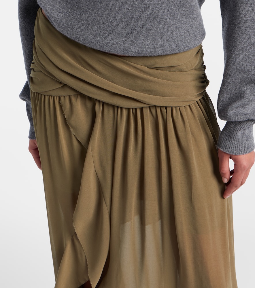 Asymmetric draped maxi skirt
