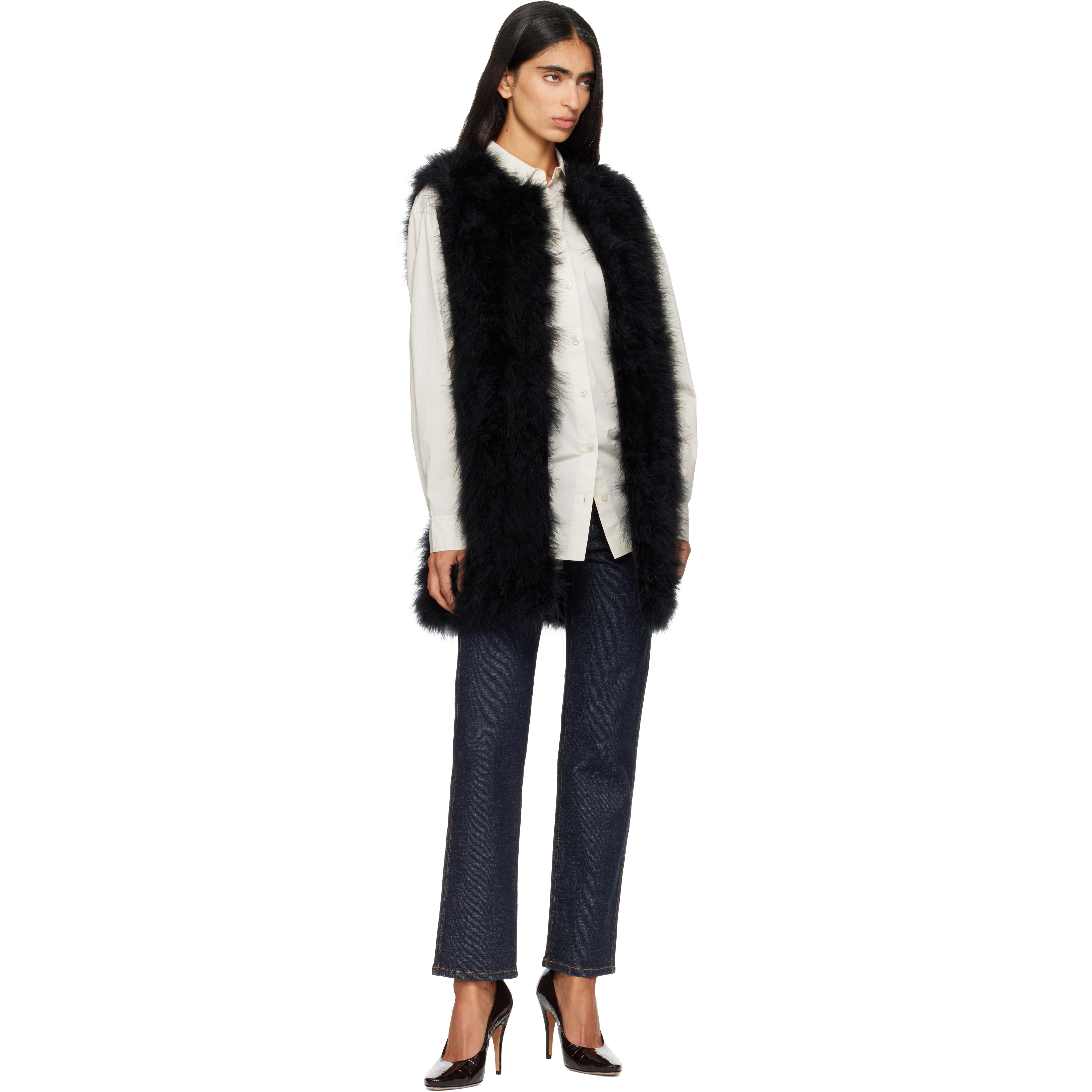 Black Turkey Feather Vest