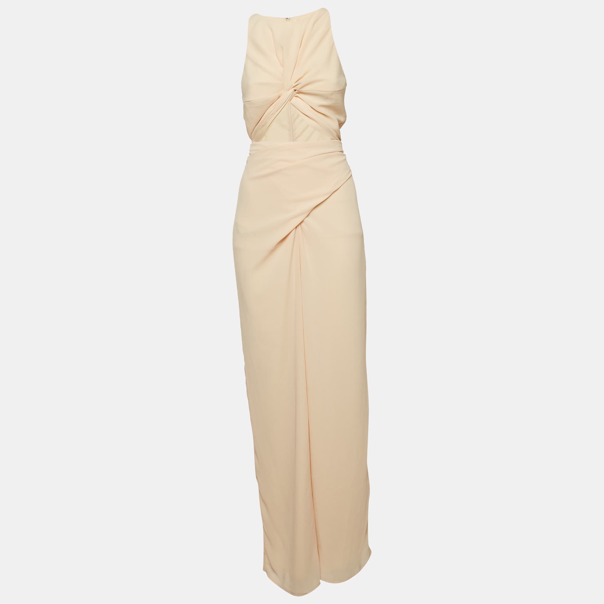 Light Orange/peach Chiffon Cut-Out Tie-Up Detail Jumpsuit