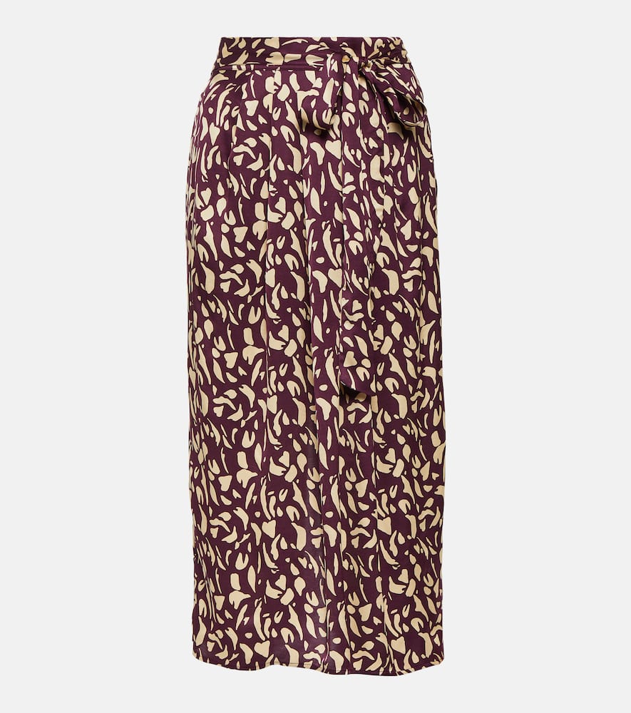 Juno printed satin midi skirt