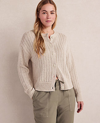Ann Taylor Haven Well Within Linen Tape Yarn Cardigan