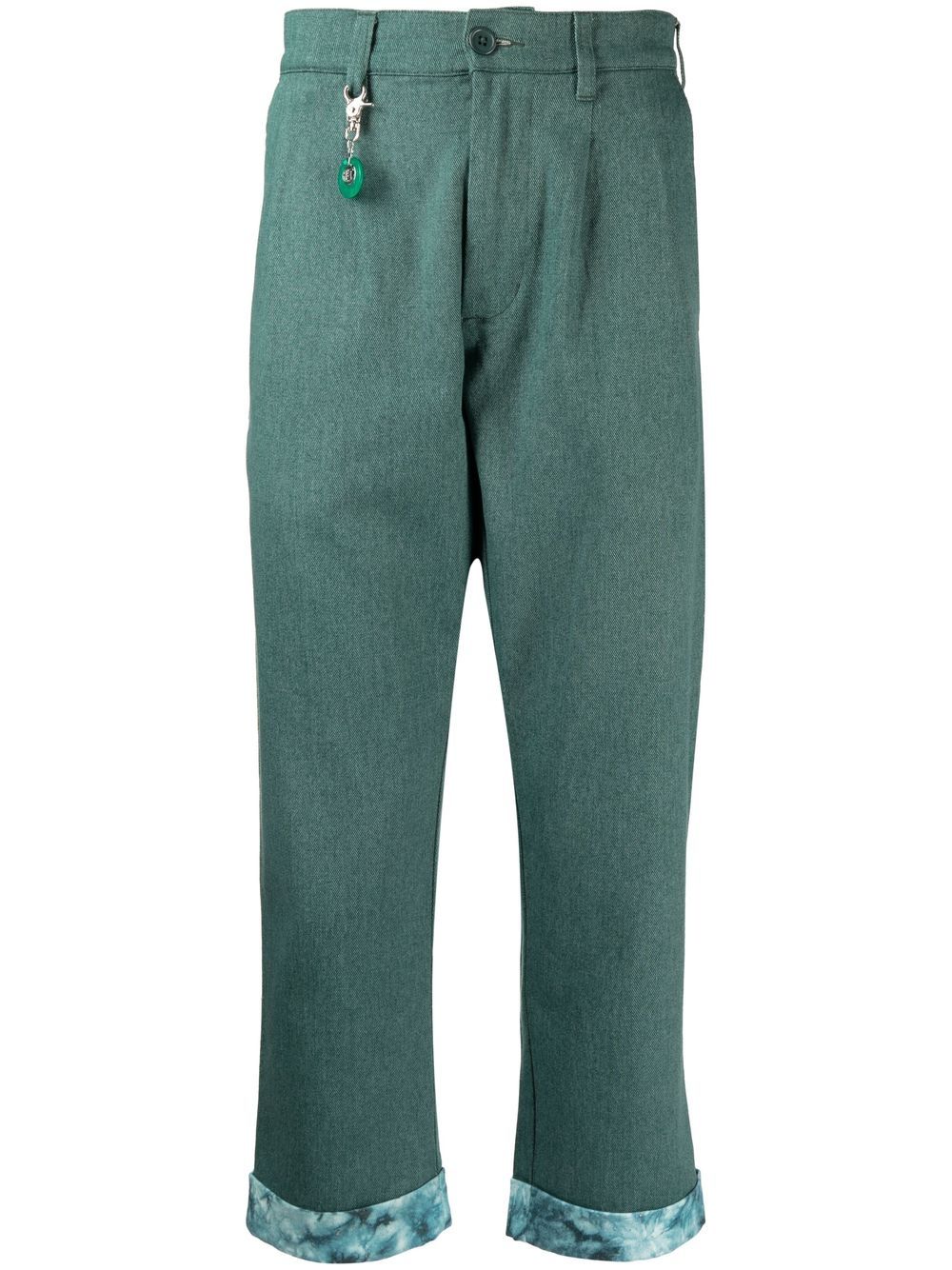 Turn-up straight leg trousers - Green