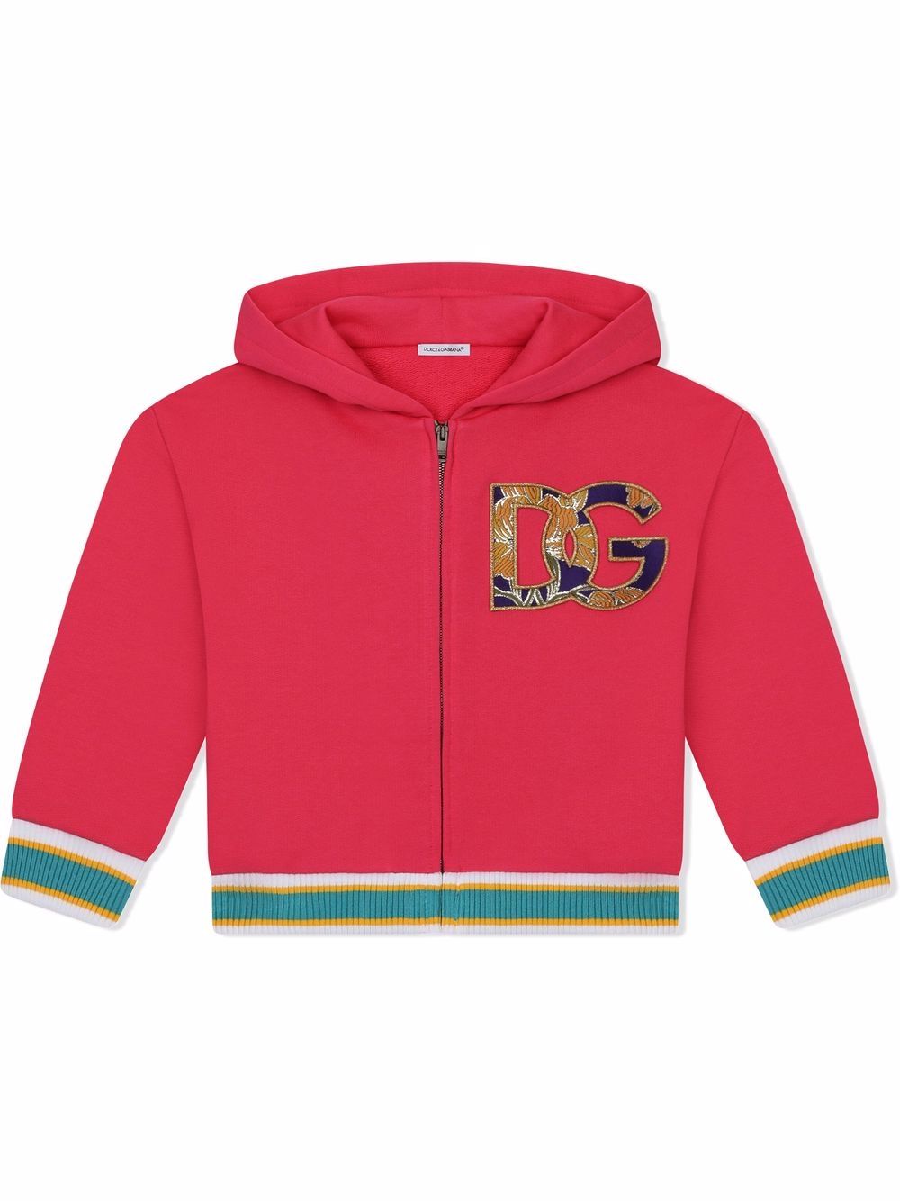 Logo-patch zip-front hoodie - Pink