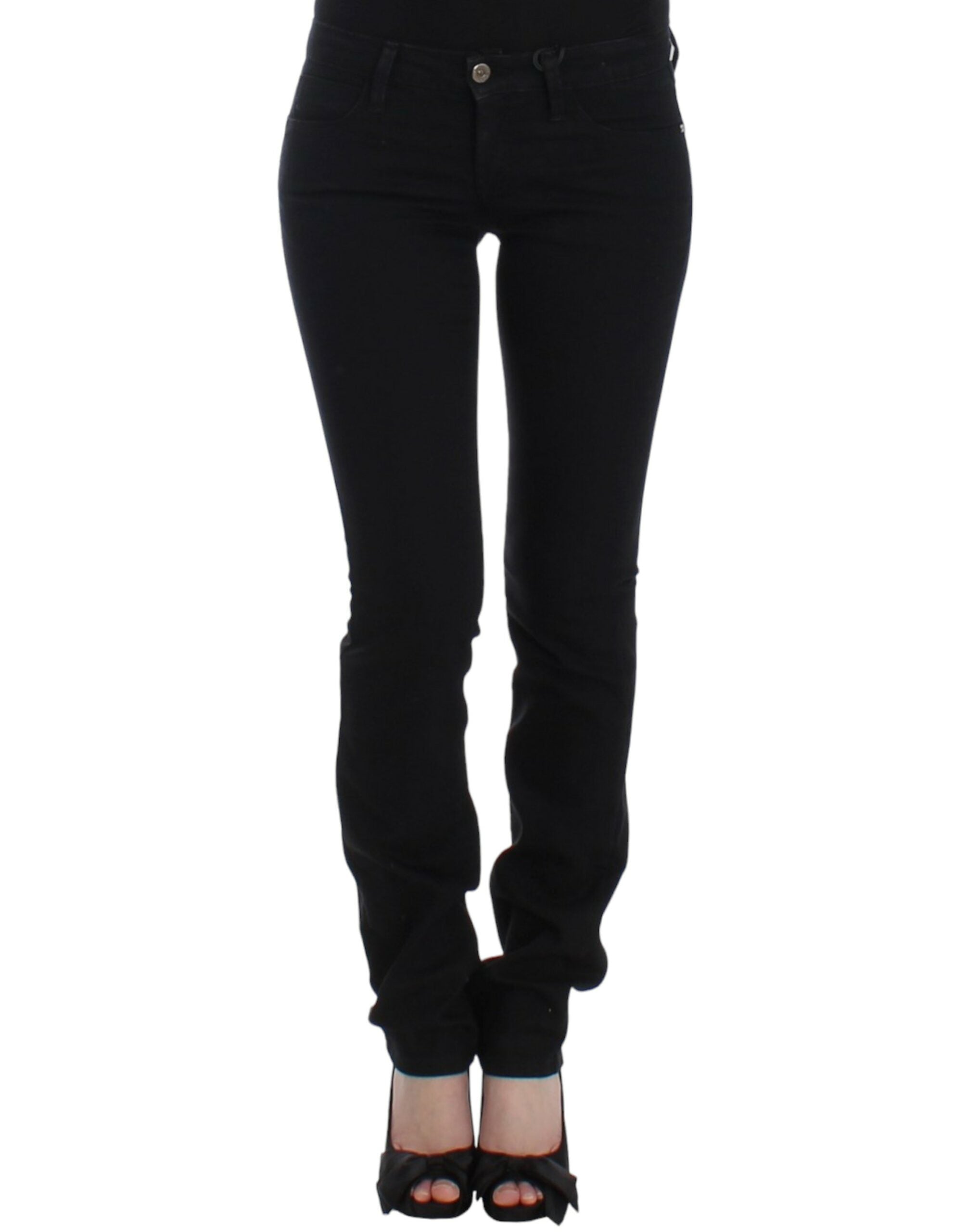 Cotton-Elastane Straight Leg Jeans — Black