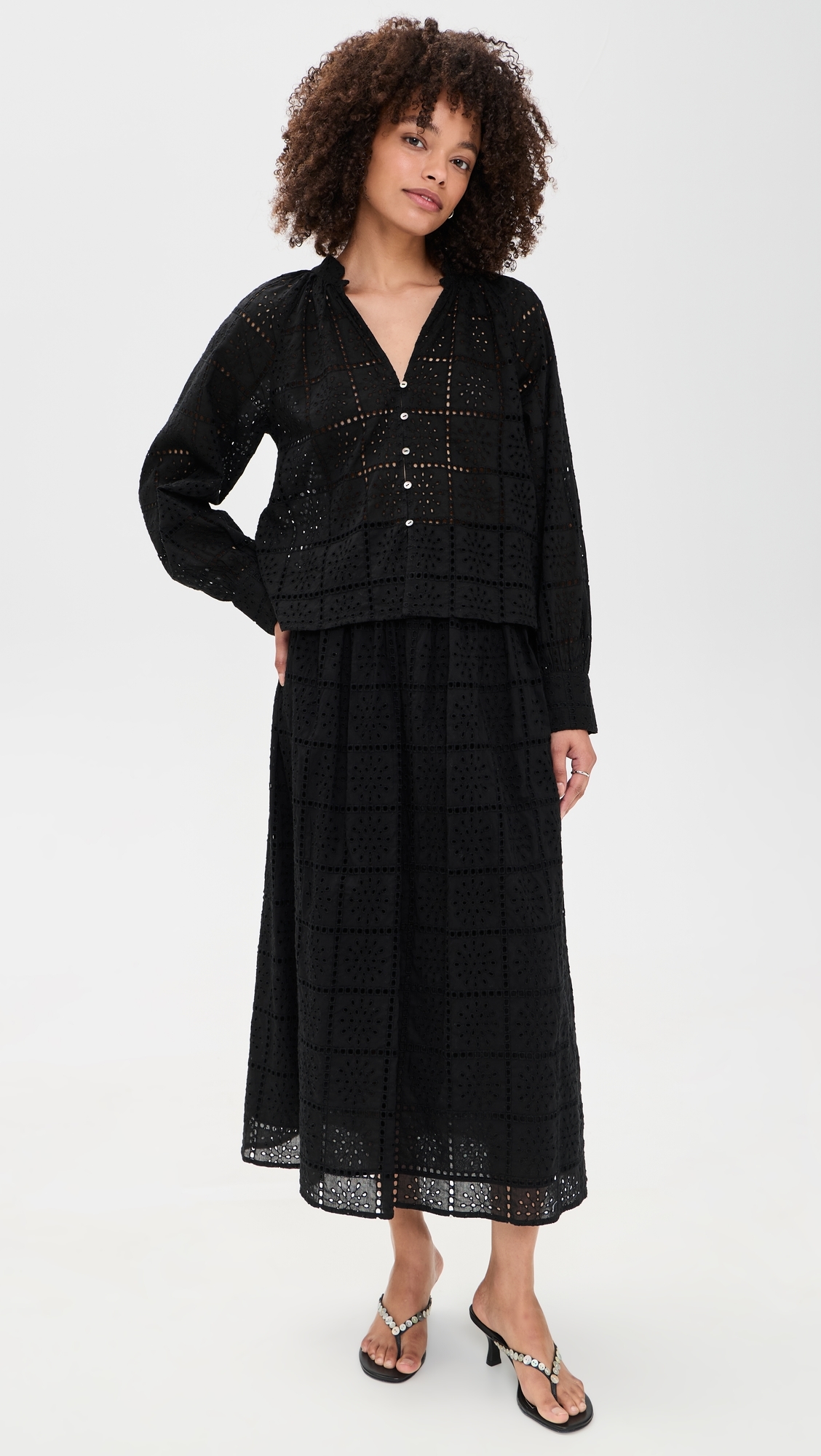 Dax Skirt Black Grid Embroidery