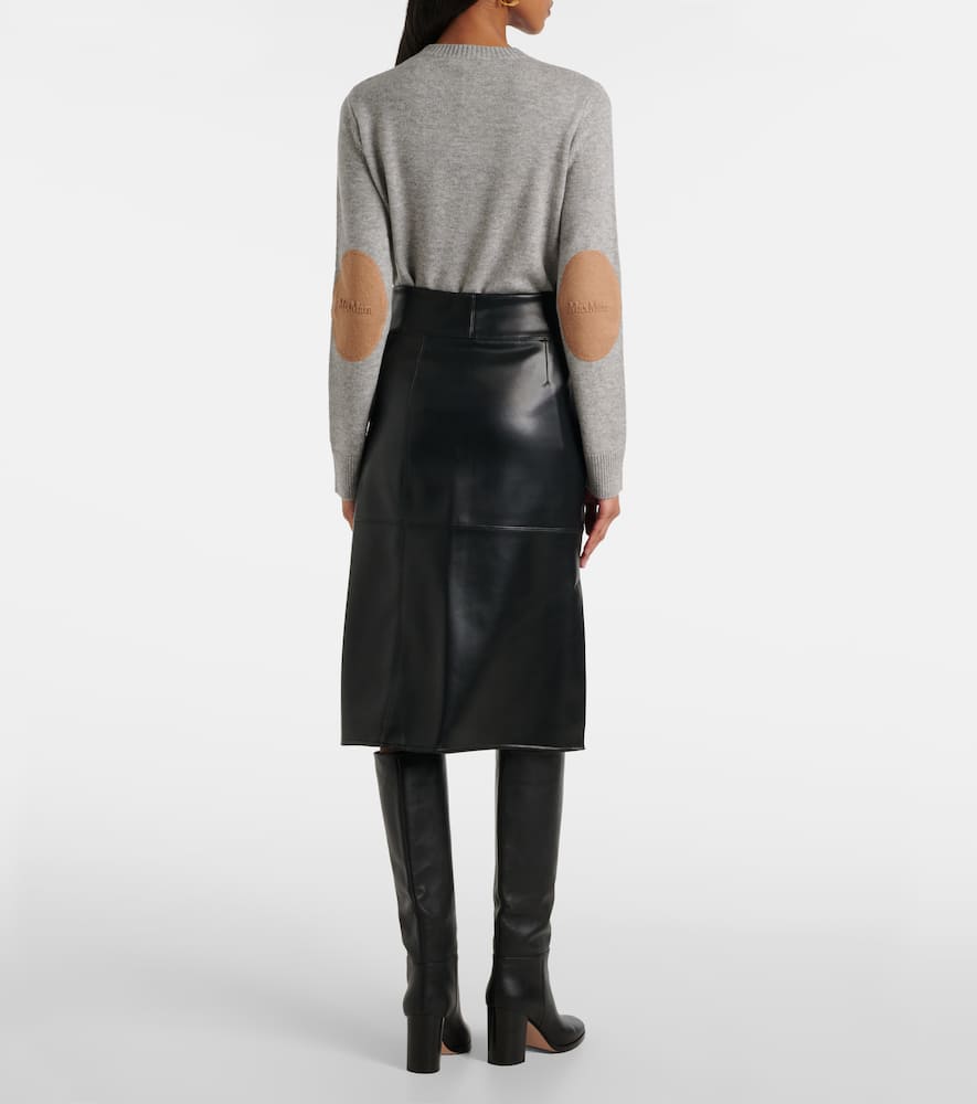 Faux leather midi skirt