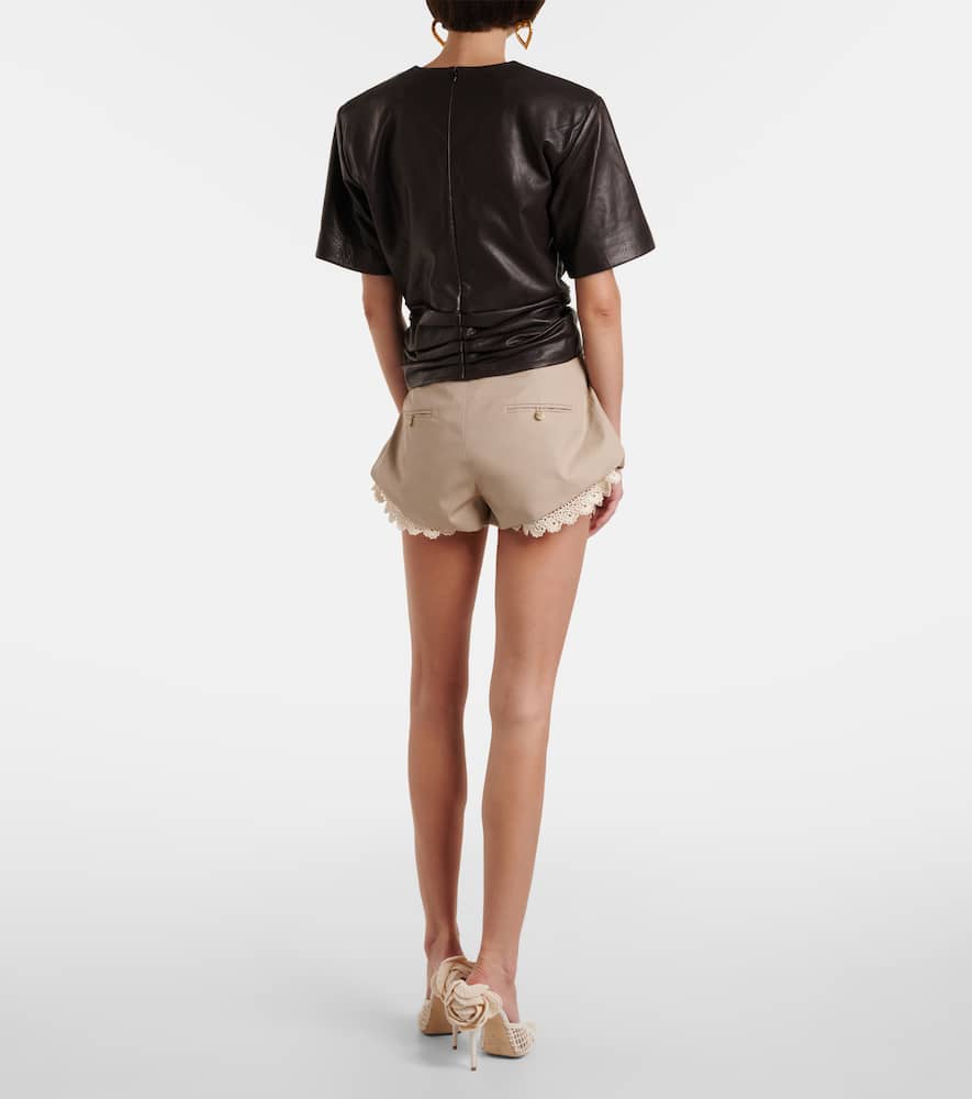 Knot-detail leather T-shirt