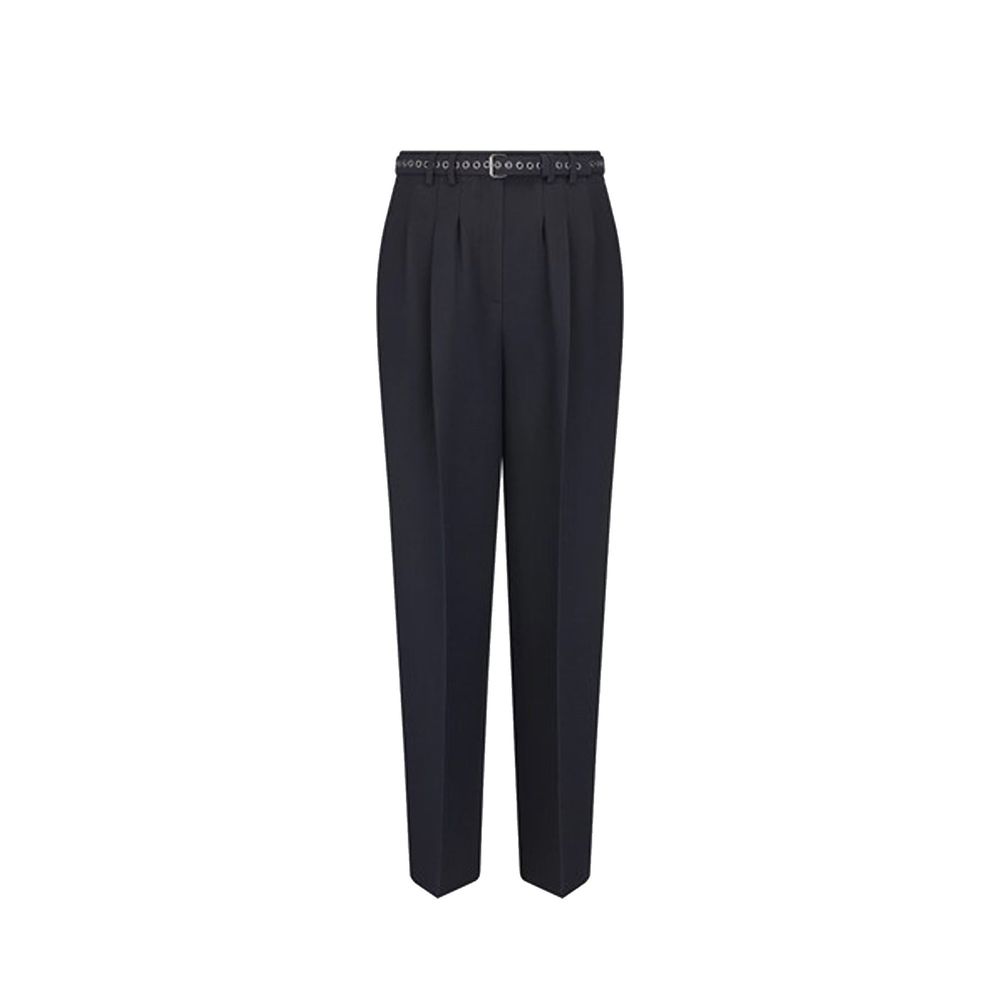 Wool-Silk Blend Trousers — Black