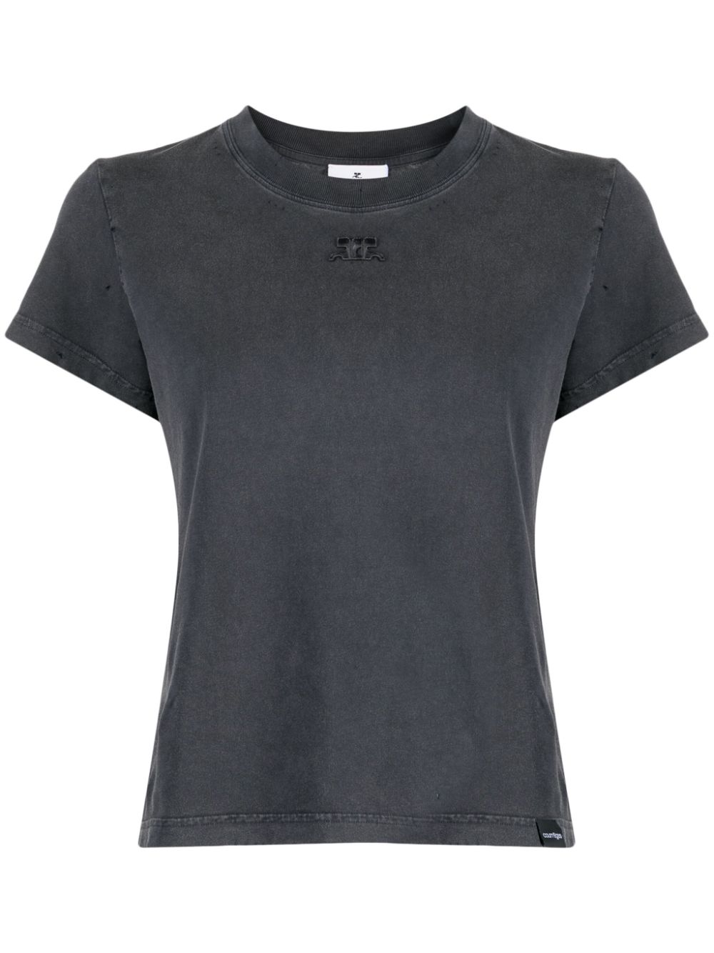 Logo-patch cotton T-shirt - Grey