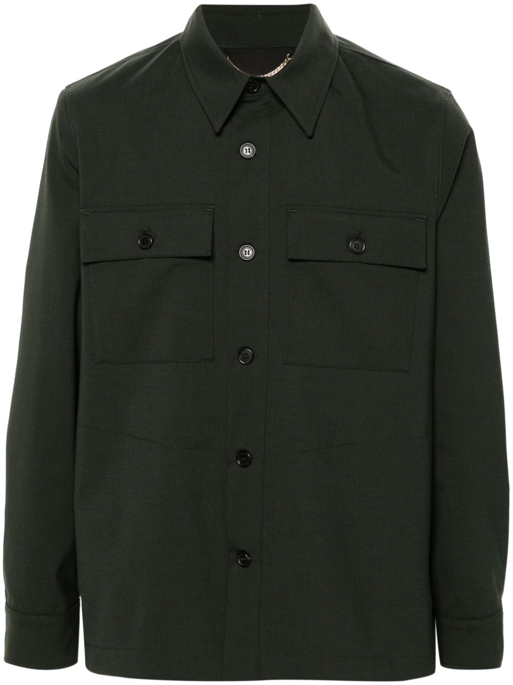 Straight-point collar shirt jacket - Black