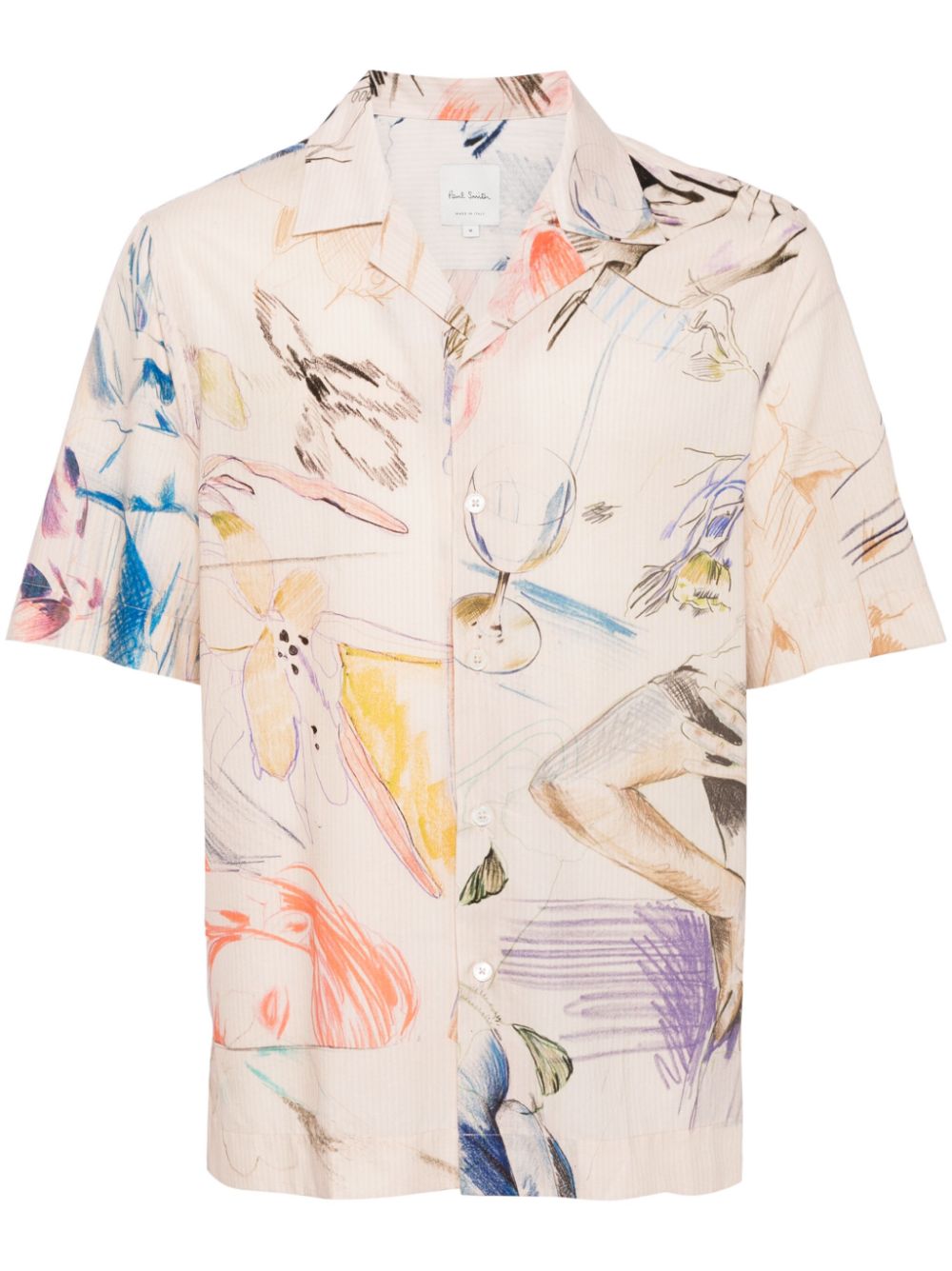 Sketchbook print cotton shirt - Pink