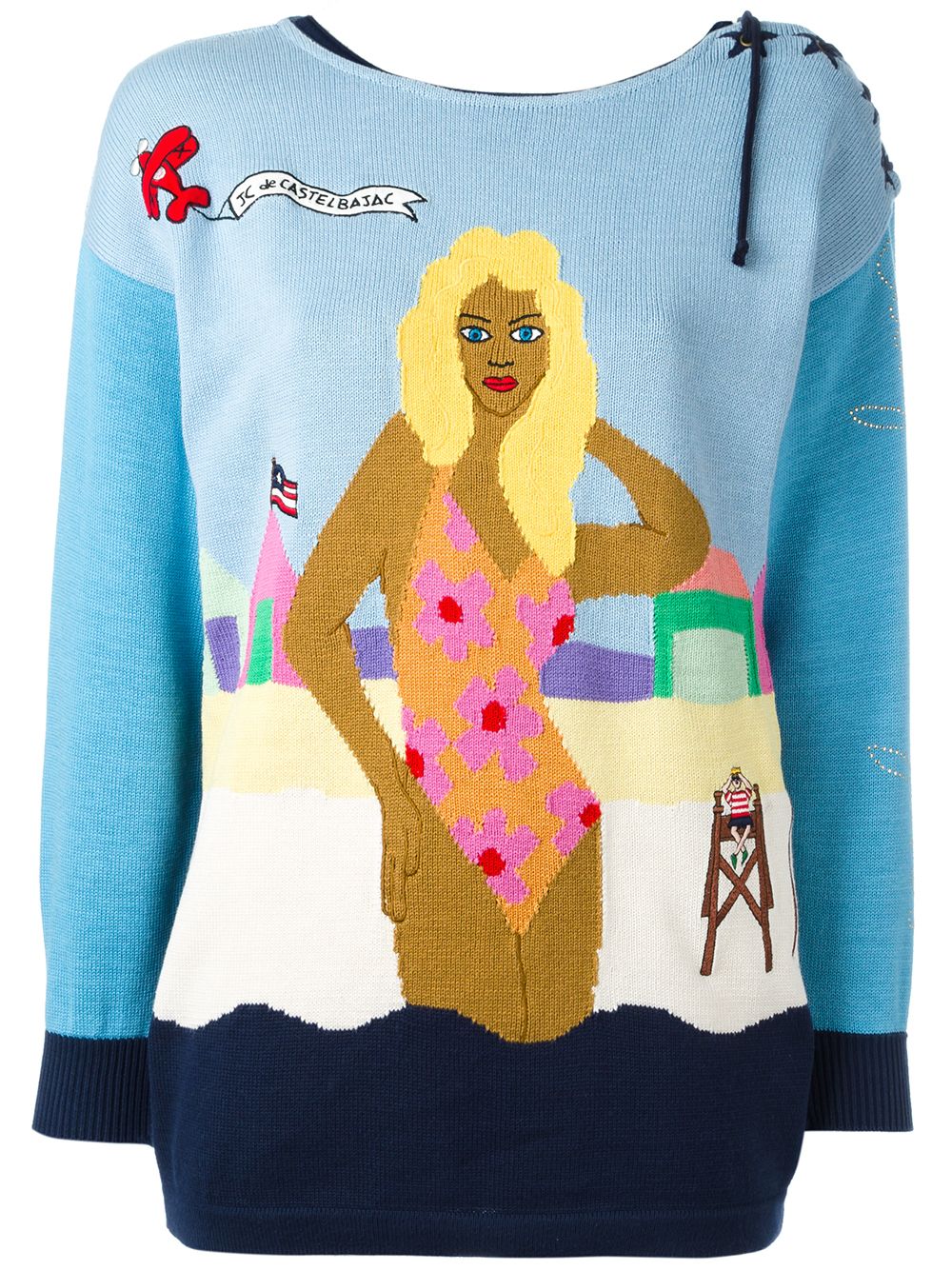 Beach intarsia jumper - Blue