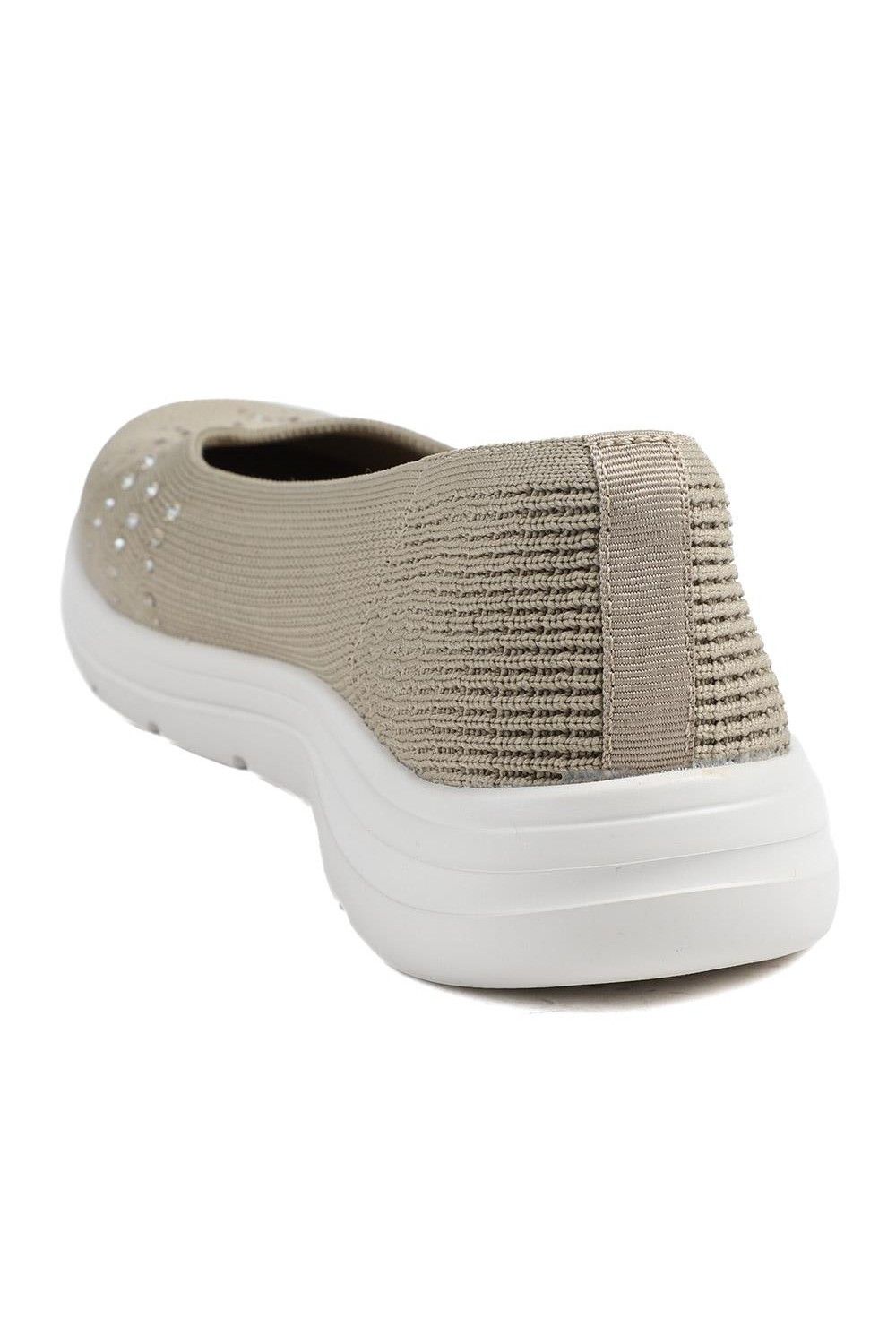 Pavers Women's Wide Fit Memory Foam Sporty Pumps Flat in Beige