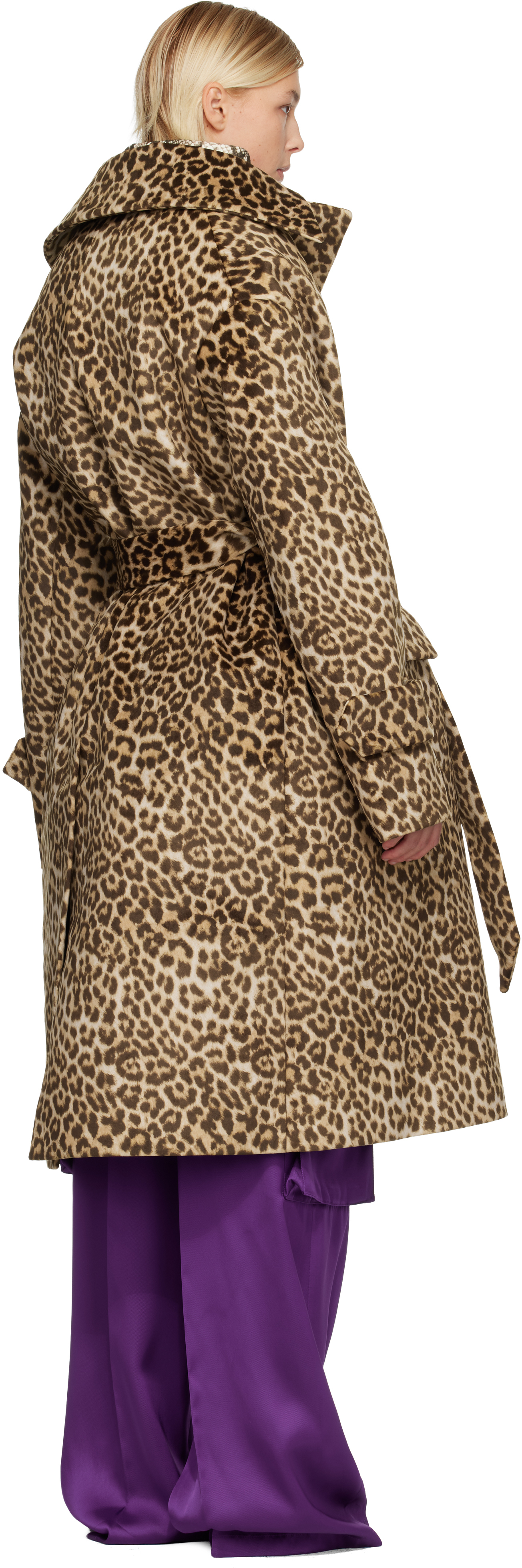 Brown Oversized Faux-Suede Trench Coat