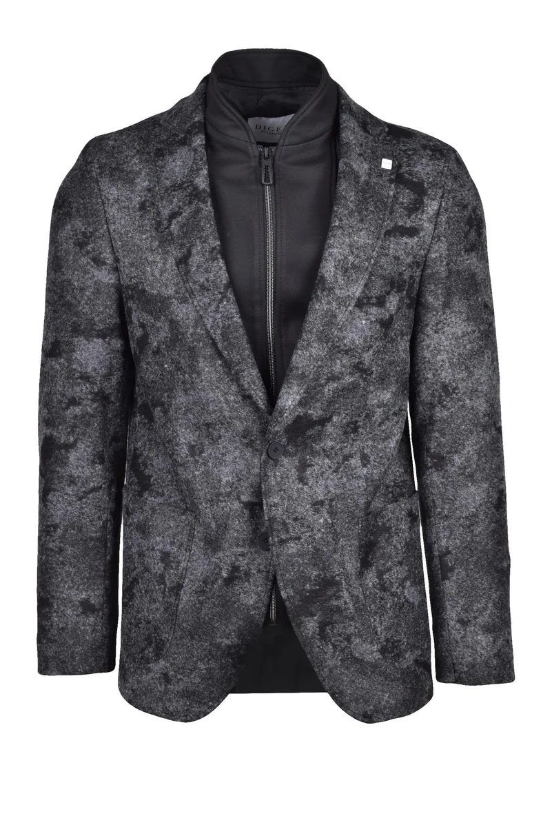 Black/Grey Acrylic Wool Polyester Jacket