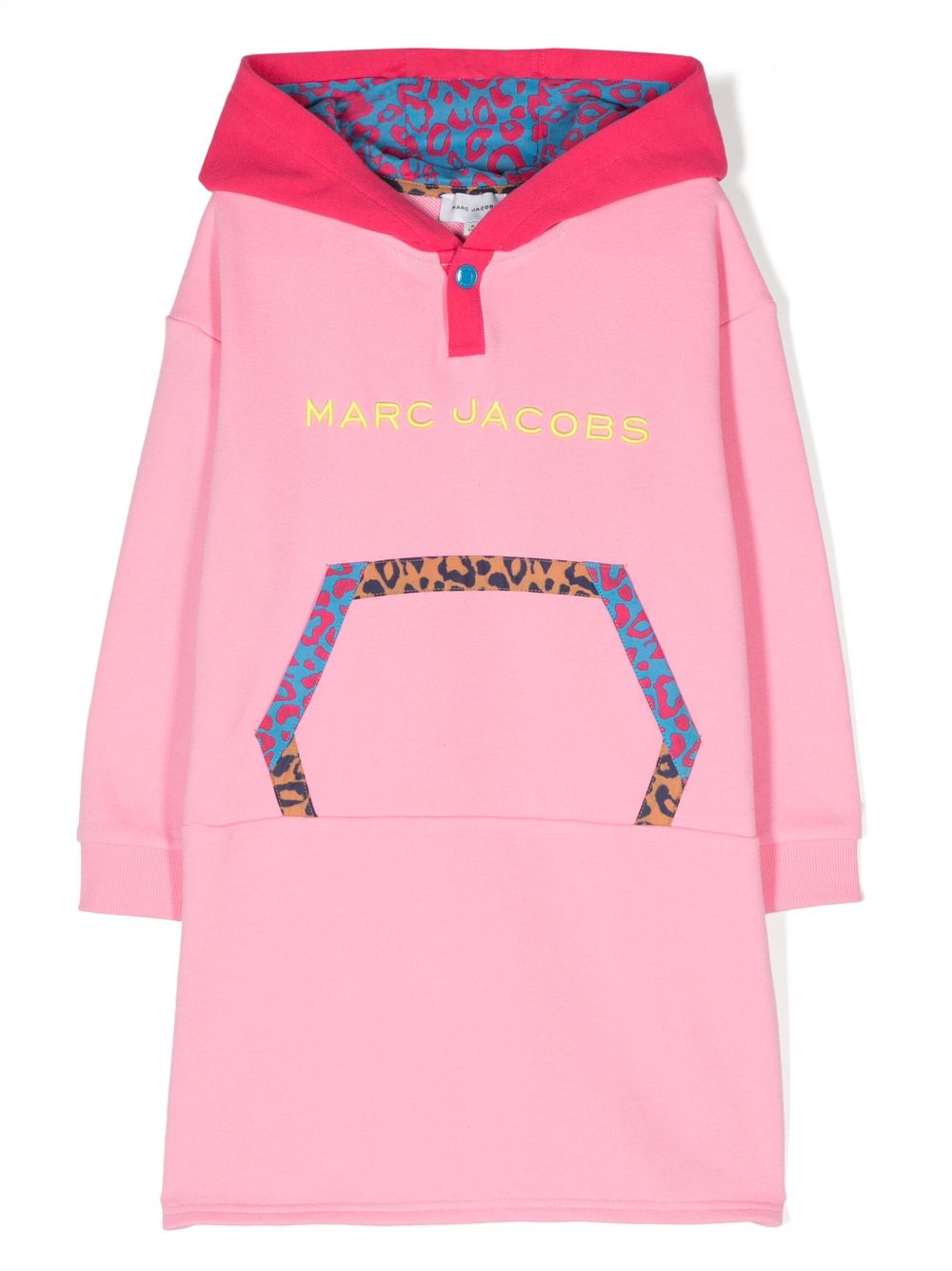 Logo-embroidered hooded cotton dress - Pink