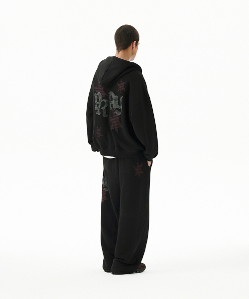 PRAY APPLIQUE SWEAT PANT BLACK