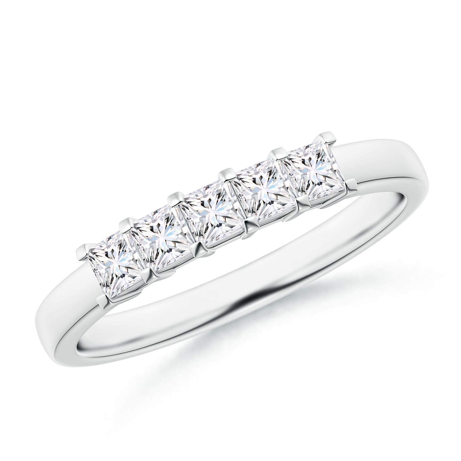 Angara 0.5 Carat Classic Five Stone Princess Diamond Wedding Ring for Her in 18K White Gold