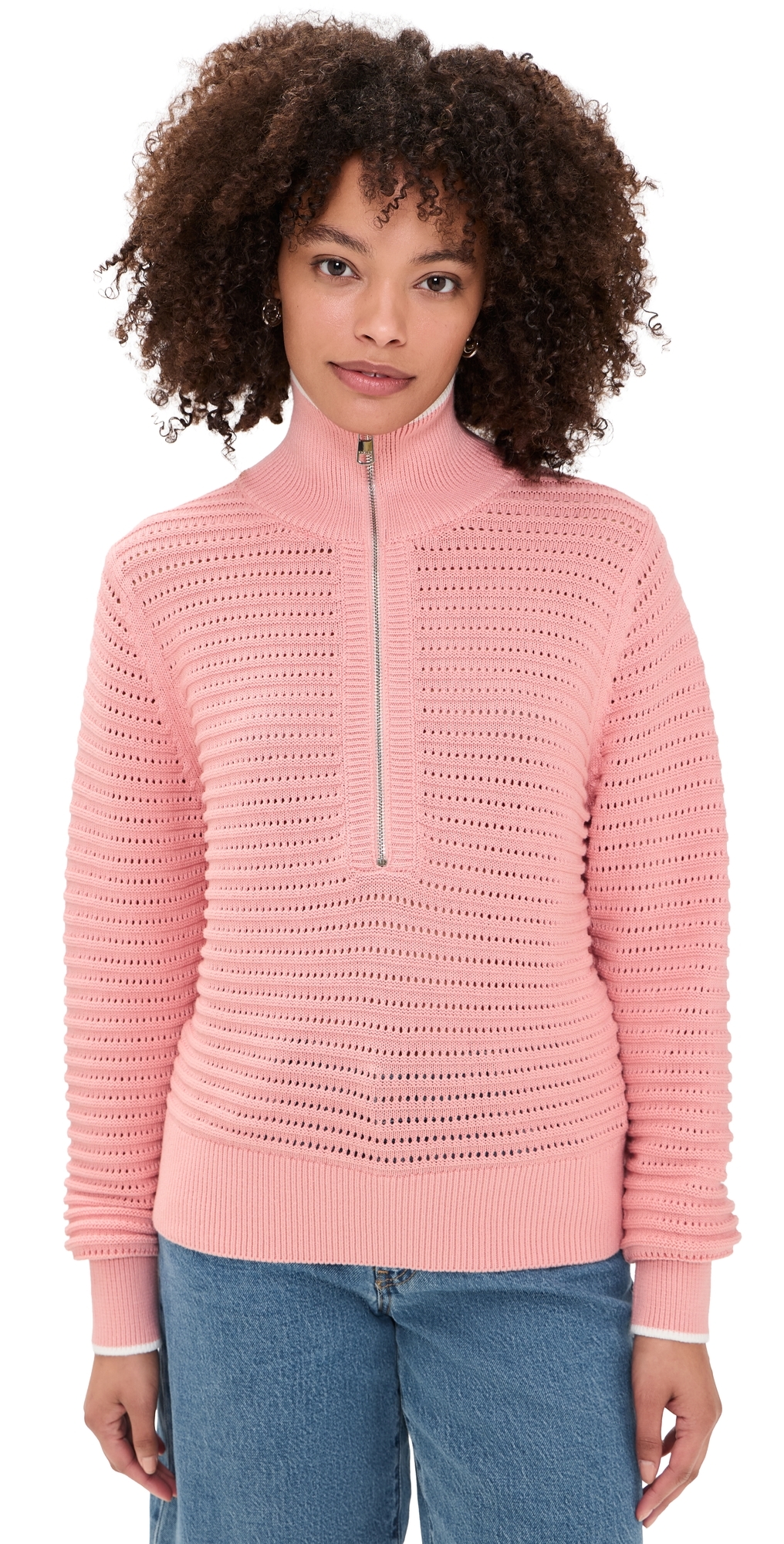 Morwenna Half Zip Knit Pullover Mellow Rose