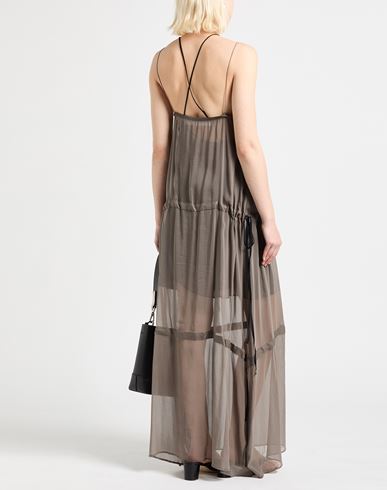 Woman Maxi dress Grey Size 6 Cotton, Silk, Viscose