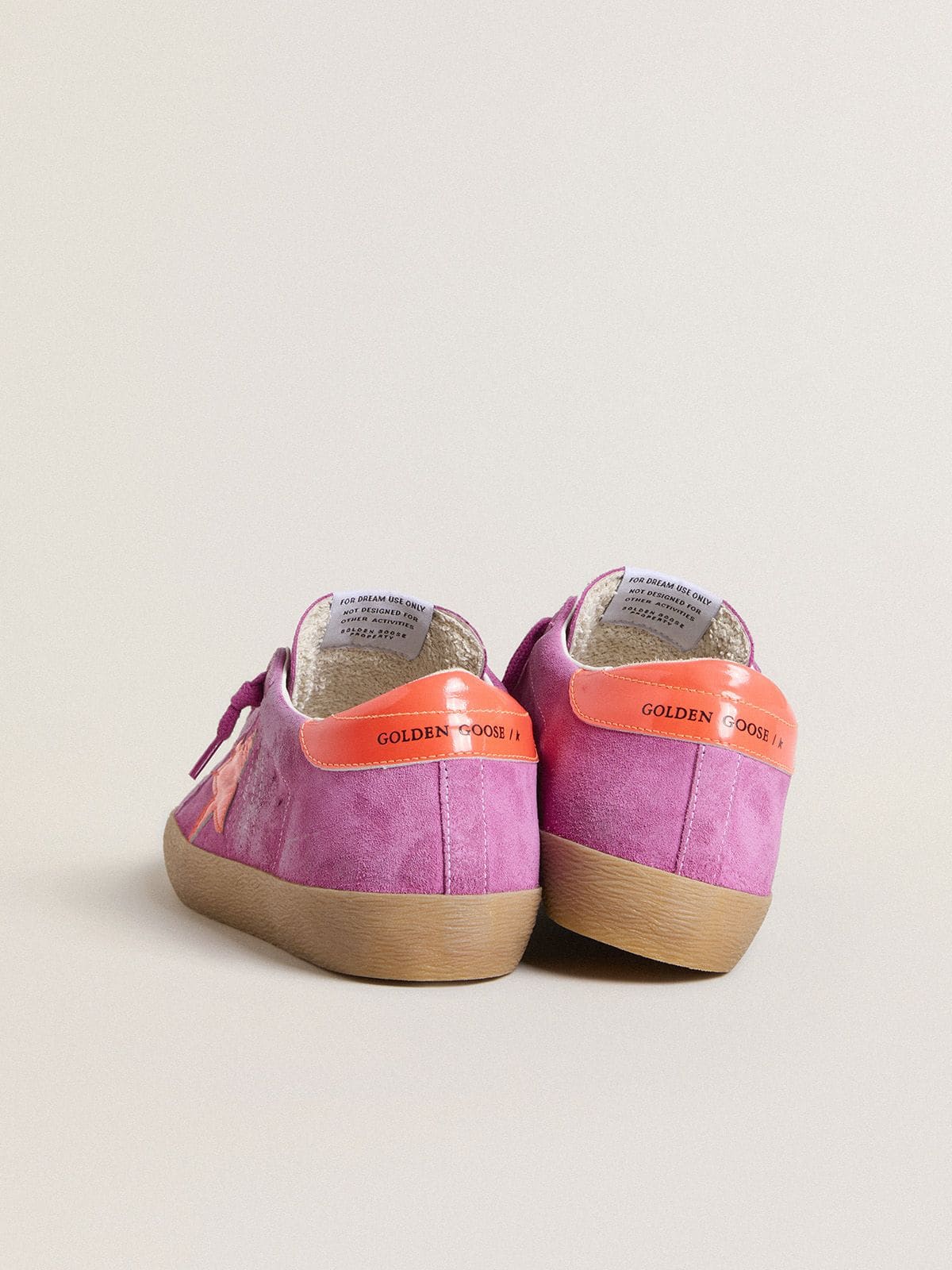 Golden Goose - Women's Super-star In Fuchsia Suede With Fluorescent Orange Laminated Leather Star And Heel Tab, Woman