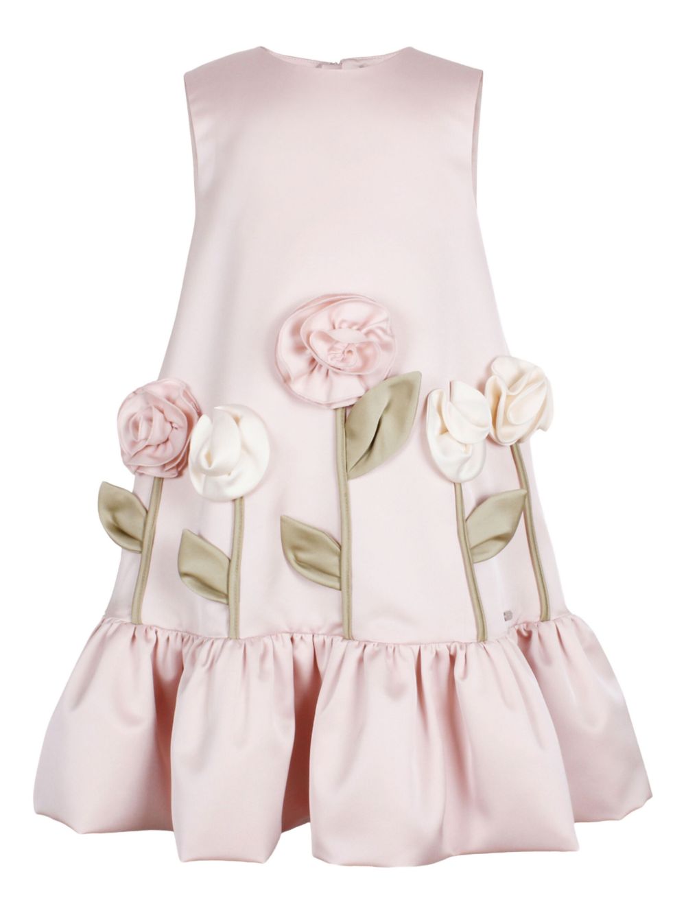 Rose-embellished ruffled dress - Pink
