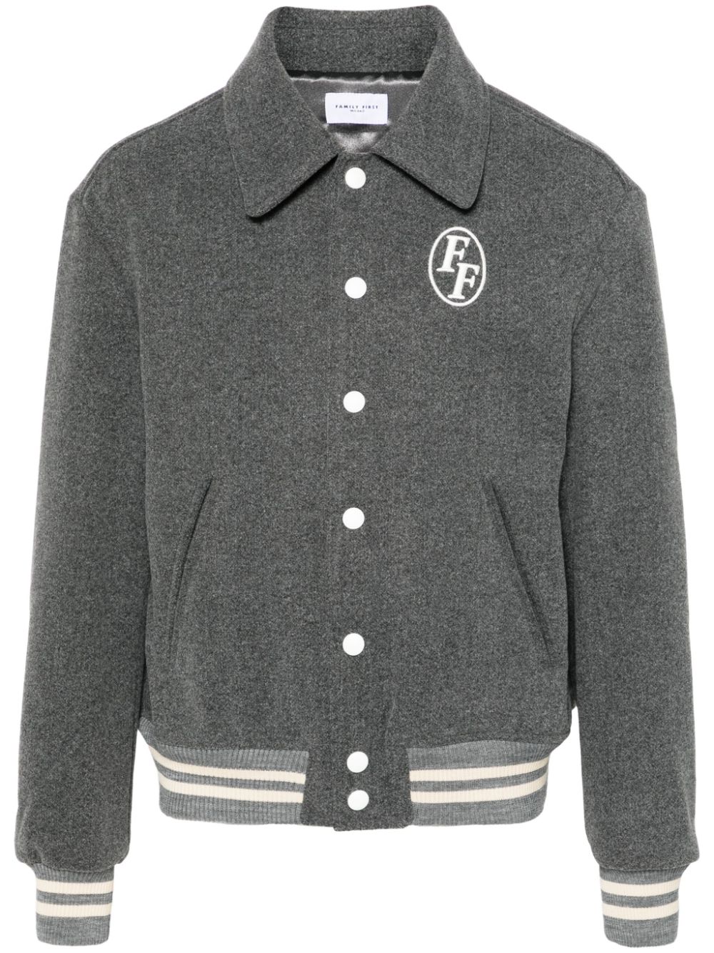 Logo-embroidered varsity jacket - Grey