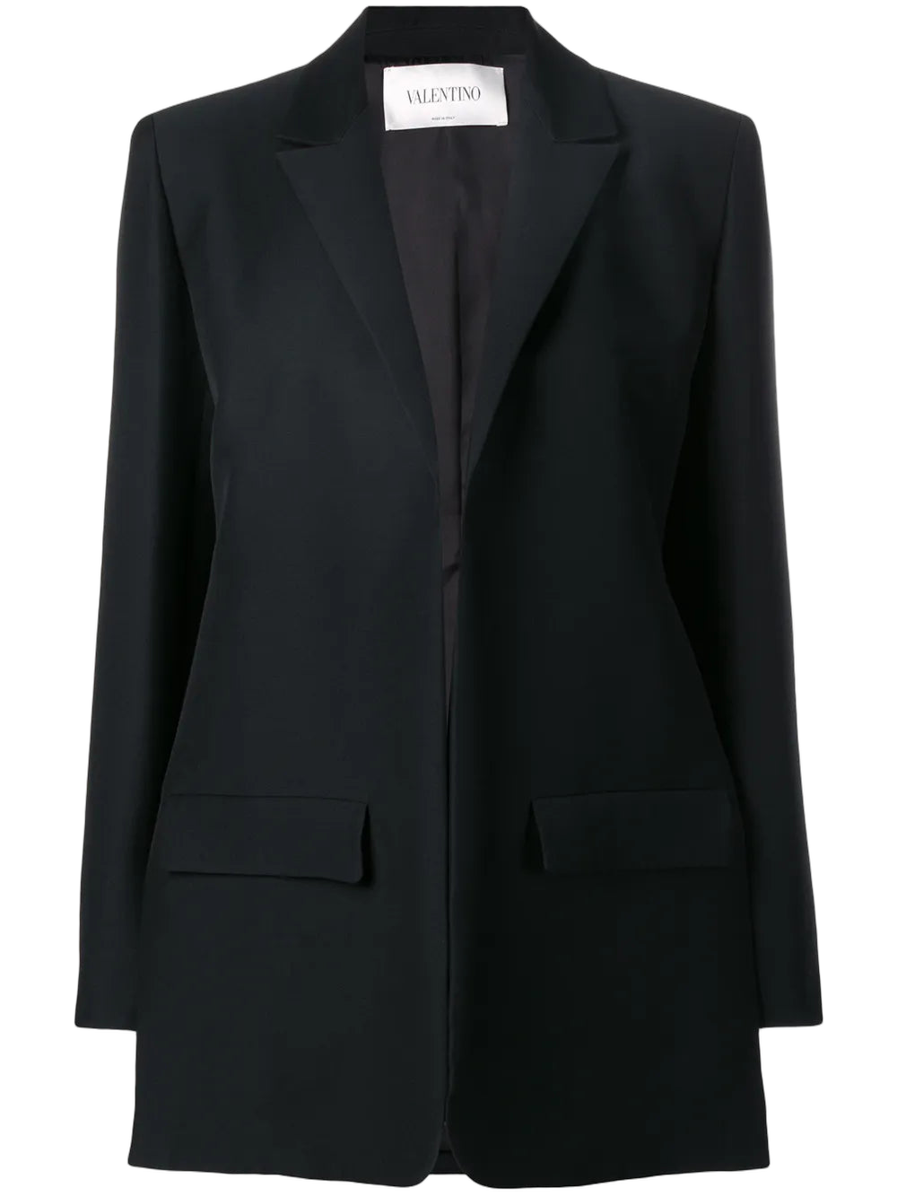 Silk-Wool Blend Tailored Blazer — Black