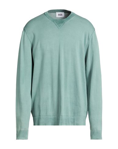 Man Sweater Light green Size 44 Cotton