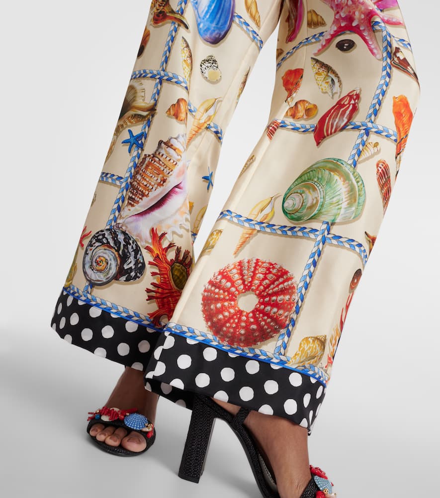 Capri printed silk satin palazzo pants