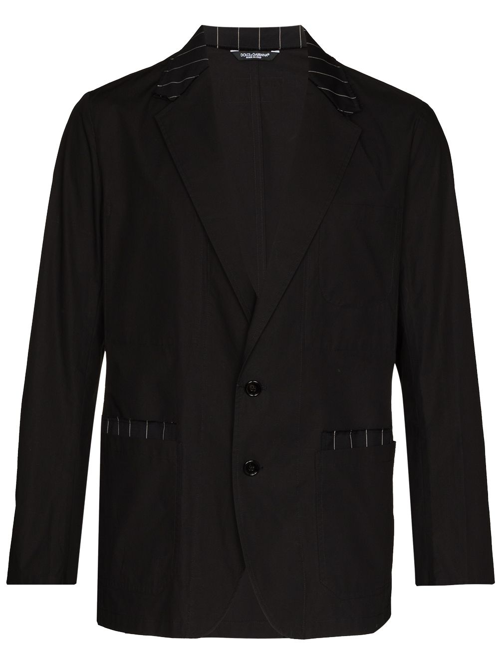 Stripe-trim single-breasted blazer - Black