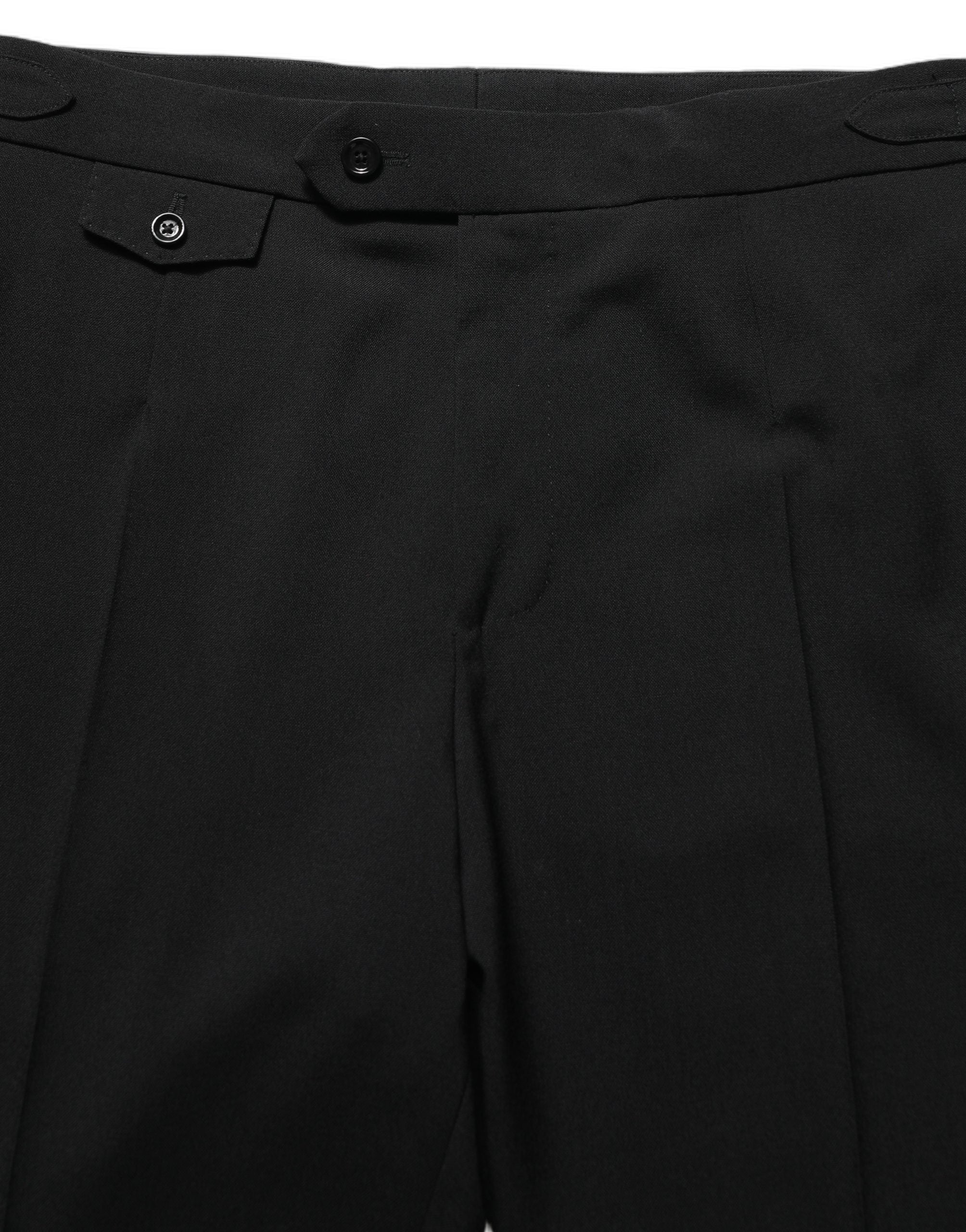 Tapered-Leg Wool Blend Trousers — Black